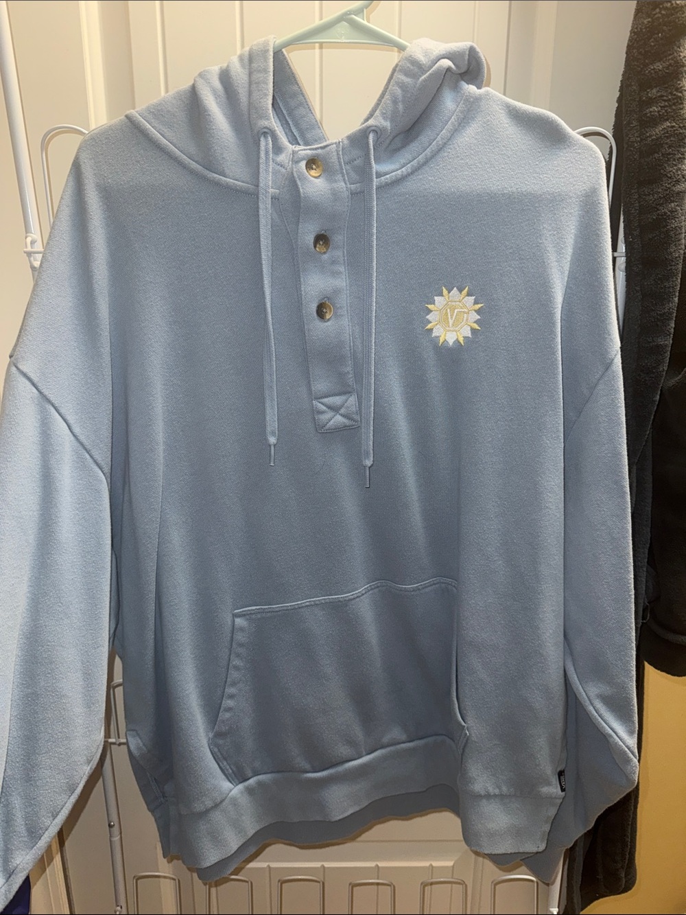 Vans Men's Light Blue Crewneck Hoodie with Sun Patch